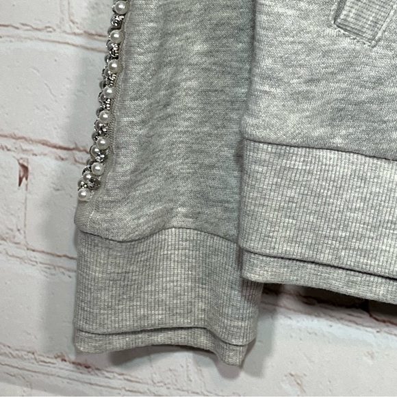 Juicy Couture Sweatshirt Womens Small Gray Full Zip Rhinestones Diamond Pearls - Picture 6 of 11